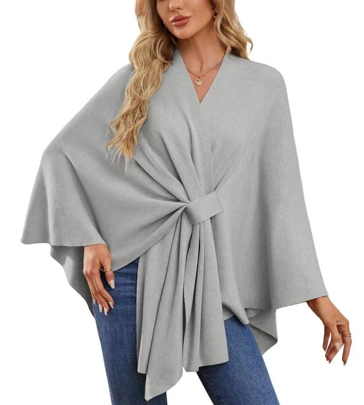 Chic Loose V-Neck Cape Jacket