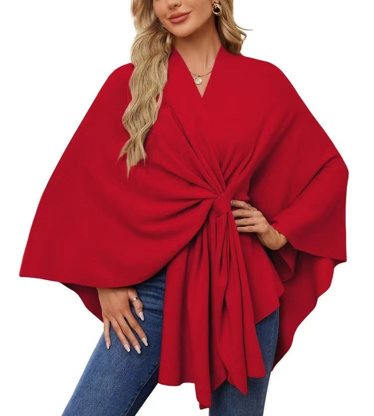 Chic Loose V-Neck Cape Jacket