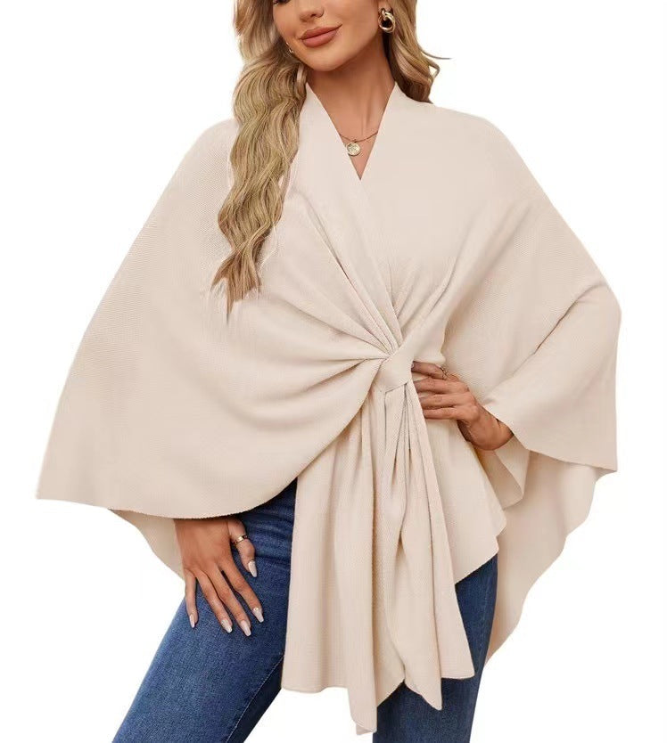 Chic Loose V-Neck Cape Jacket