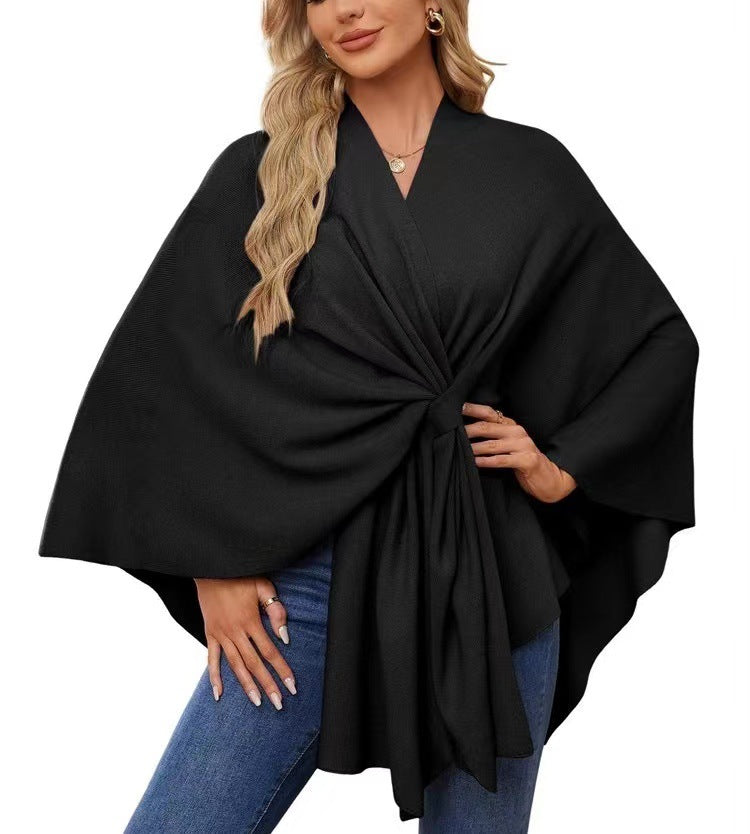 Chic Loose V-Neck Cape Jacket
