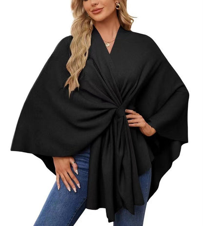 Chic Loose V-Neck Cape Jacket
