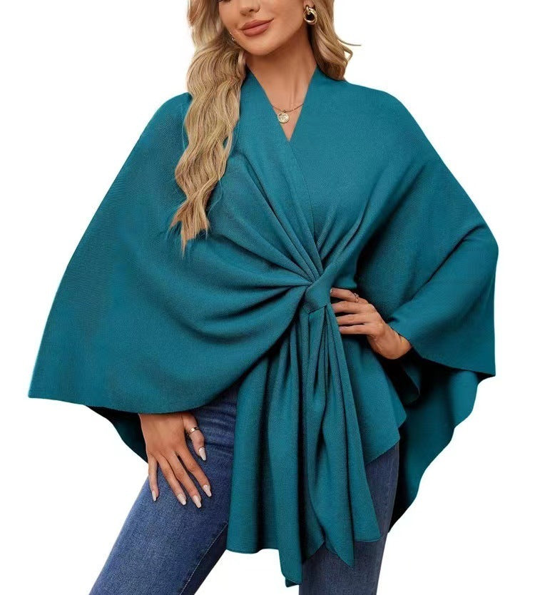 Chic Loose V-Neck Cape Jacket