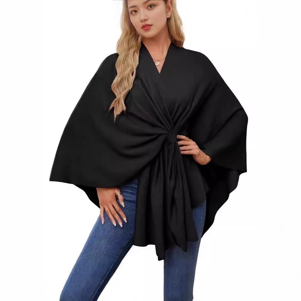 Chic Loose V-Neck Cape Jacket