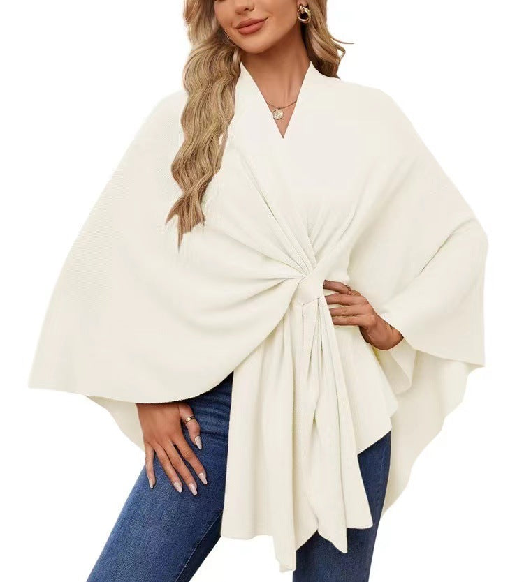 Chic Loose V-Neck Cape Jacket