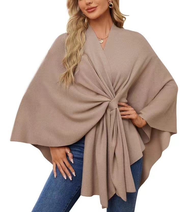 Chic Loose V-Neck Cape Jacket