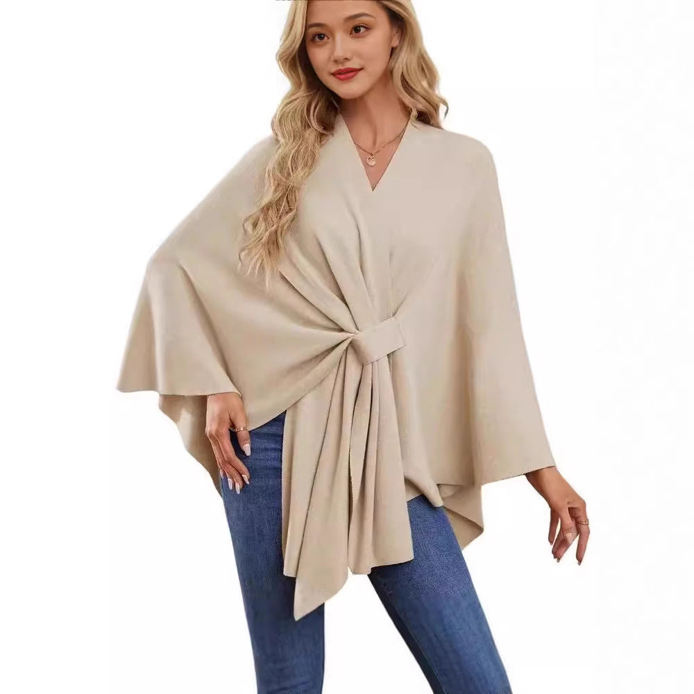 Chic Loose V-Neck Cape Jacket