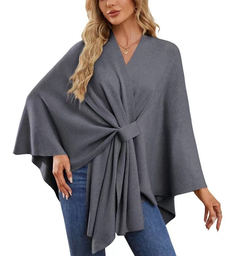 Chic Loose V-Neck Cape Jacket